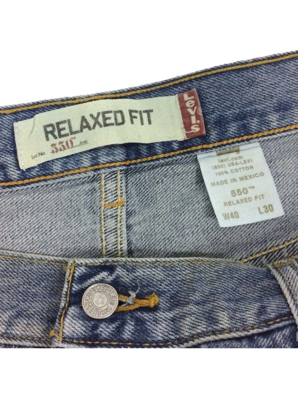 Levis 550 Mens Jeans 40x30 Light Wash Denim Relaxed Fit Tapered Leg Cotton - Picture 6 of 9